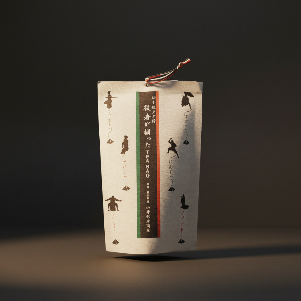 6 sencha green tea bags with figurines