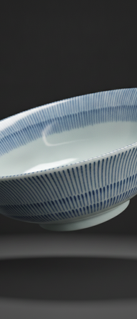 Ramen Bowl with Fine Blue Stripes 18.9 x 7.6 cm
