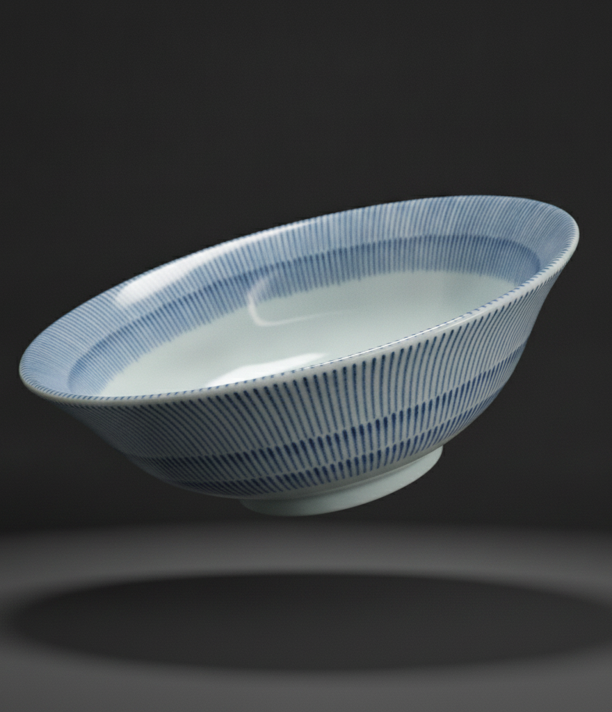 Ramen Bowl with Fine Blue Stripes 18.9 x 7.6 cm