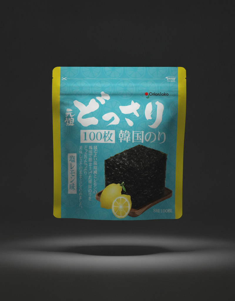 Orion Jako - Algas coreanas sabor Limón Salado 100 hojas (8 cortes) 65g
