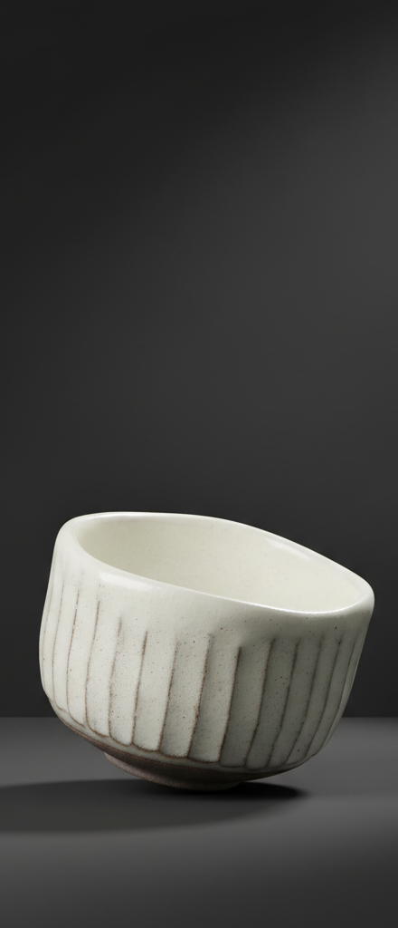 Bol à matcha sogime strié blanc Ø 97 mm ⋅ Touga