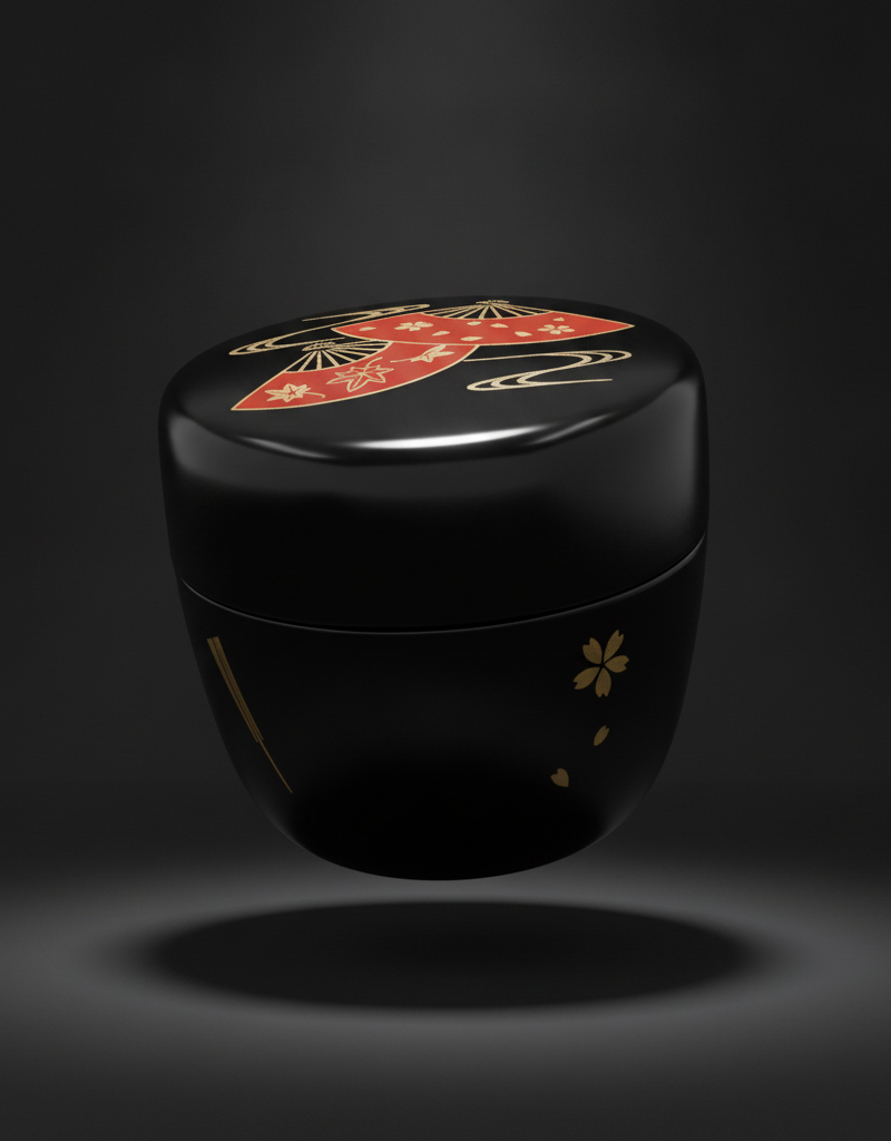 Natsume black matcha container 6.5 x 6.5 cm