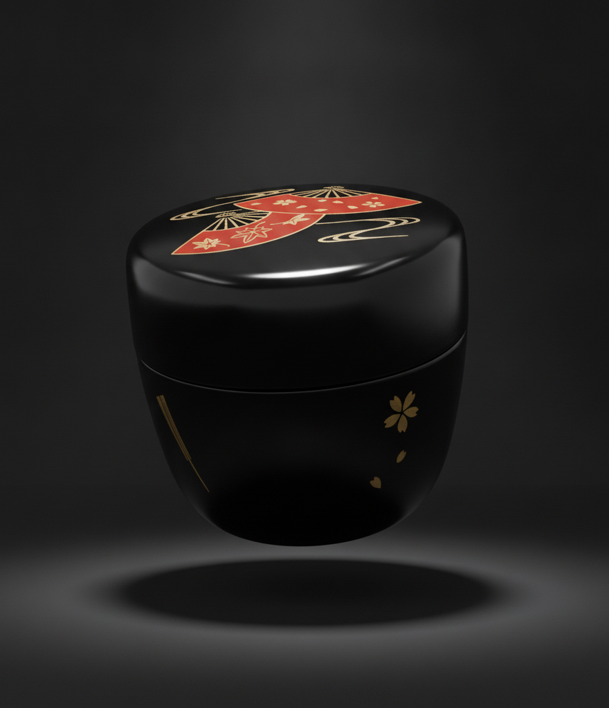 Natsume black matcha container 6.5 x 6.5 cm