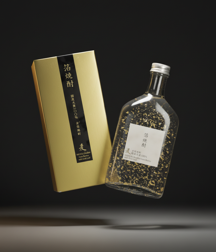 Shochu barley spirit with gold leaf 200ml (27% vol.)