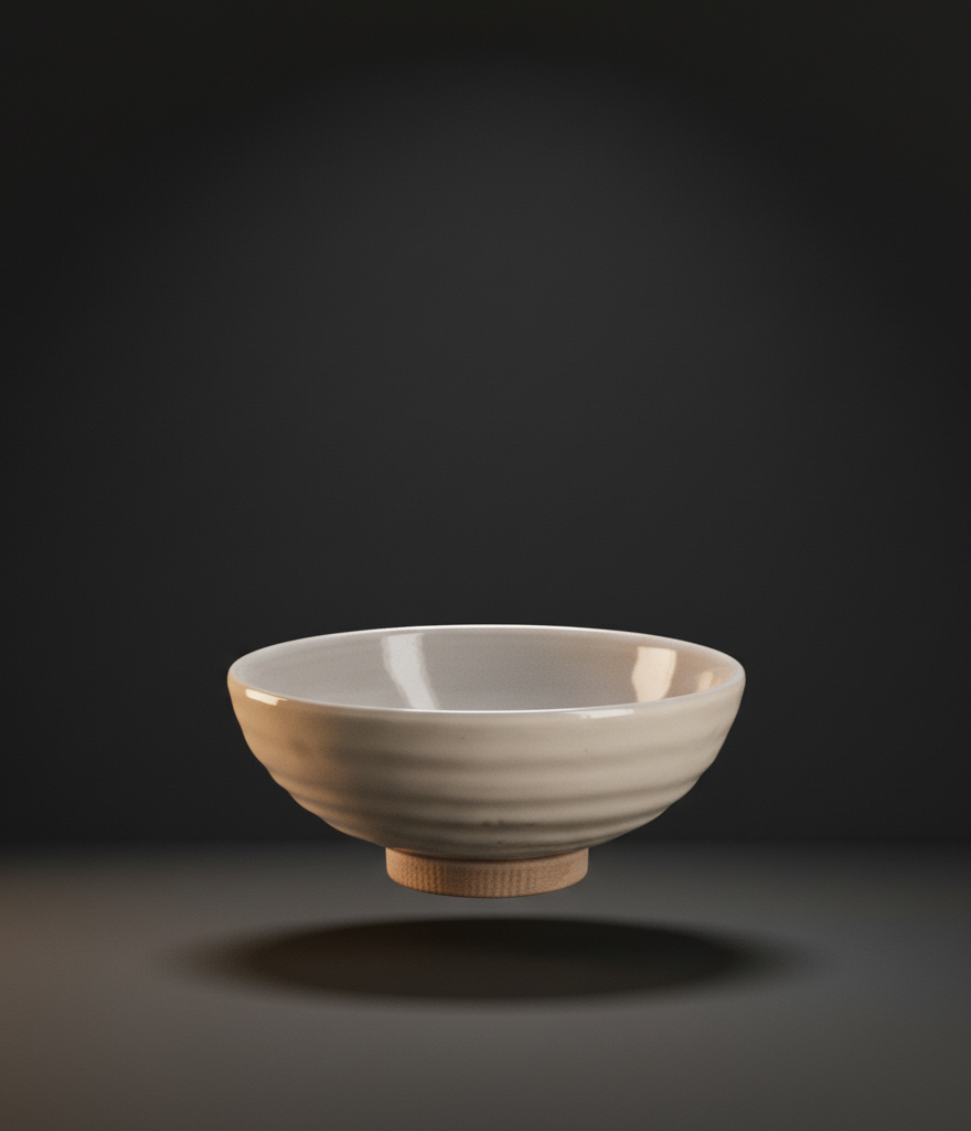 Setoyaki ceramic "kakebun" rice bowl with golden foot