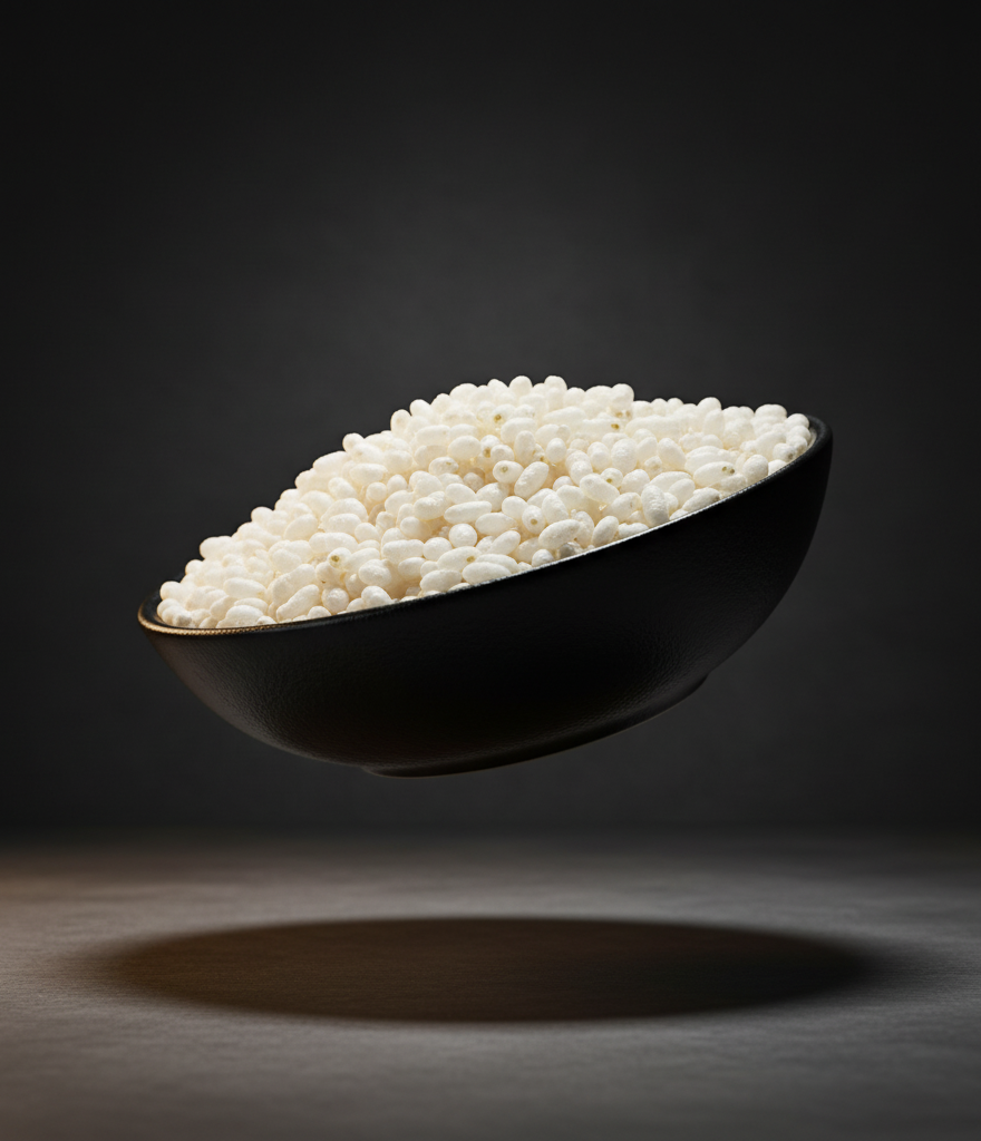Puffed glutinous rice grains