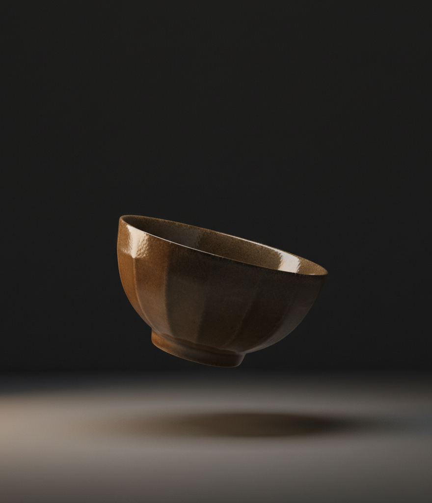 Minoyaki "Nakahira" ceramic rice bowl