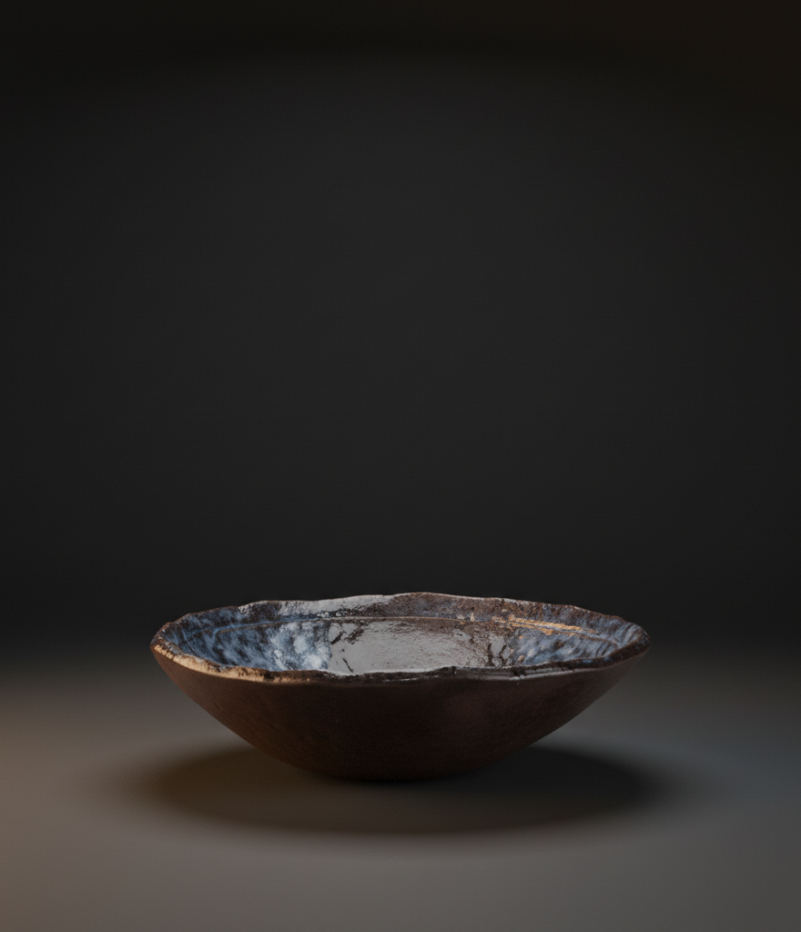 Small deep plate in fine earthenware Minoyaki "kagami"