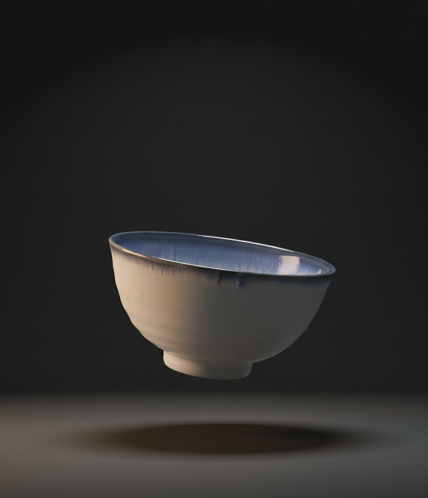 Minoyaki "tenshi" fine earthenware rice bowl